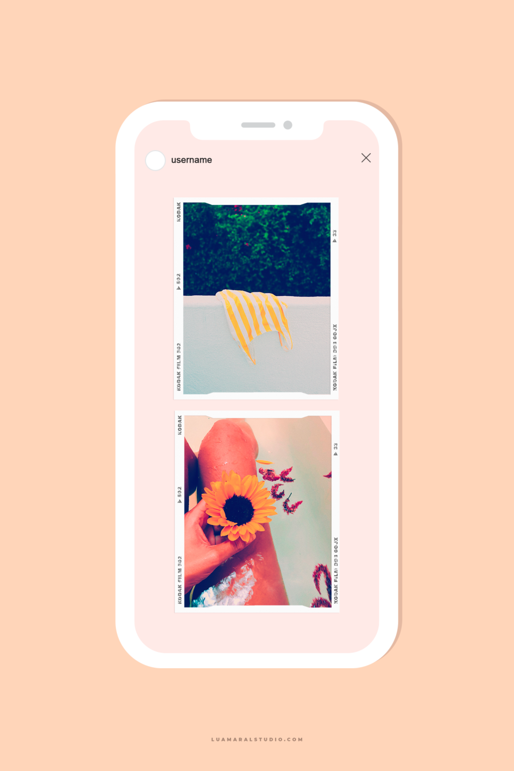 4 Kodak png film strip frames (feed and story size) | Joy theme