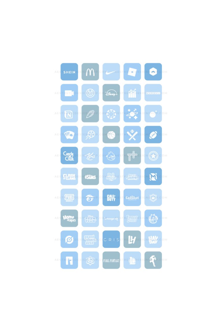 180 Blue aesthetic home screen app icons