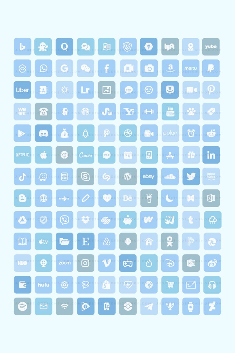 180 Blue aesthetic home screen app icons