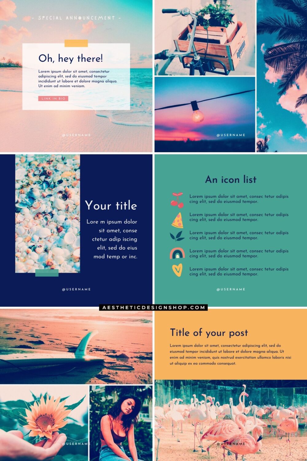 30 summer aesthetic Instagram templates | Joy theme ⋆ The Aesthetic Shop