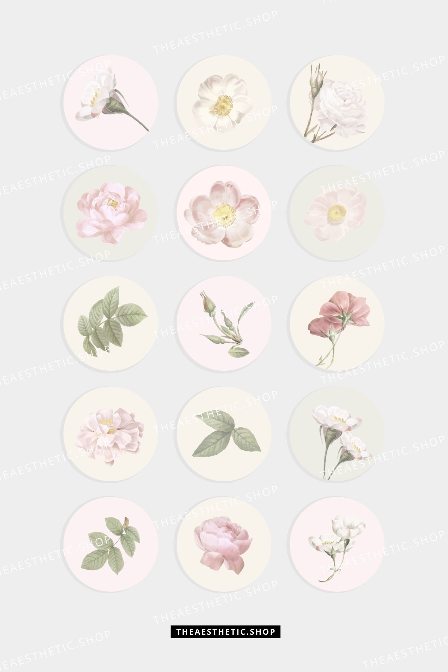 Cottagecore aesthetic pastel watercolor flower Instagram highlights