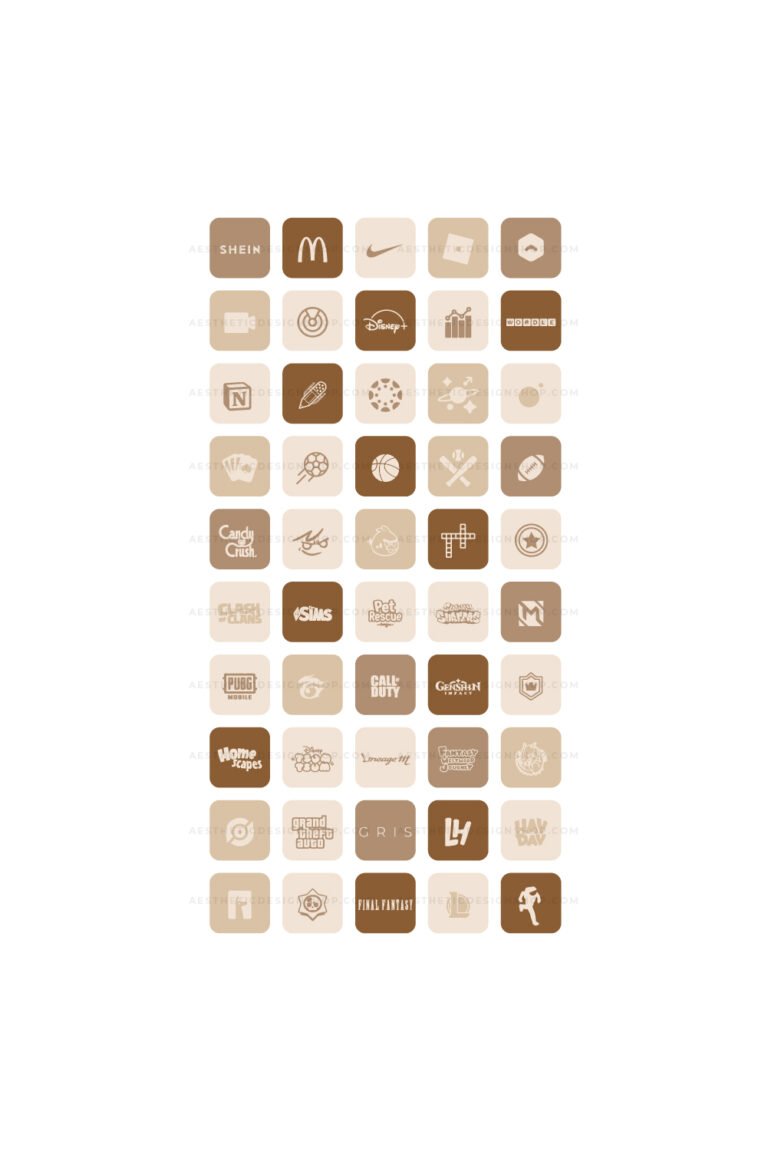 180 Brown aesthetic home screen app icons