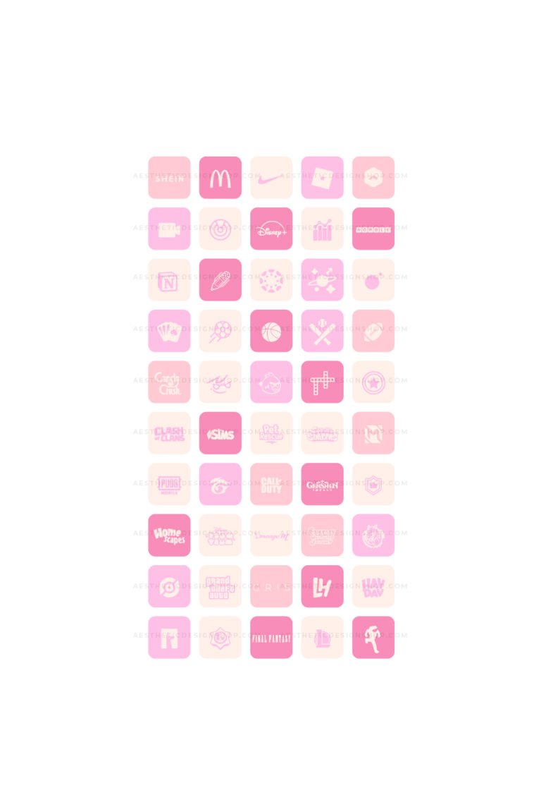 180 Pink aesthetic home screen app icons
