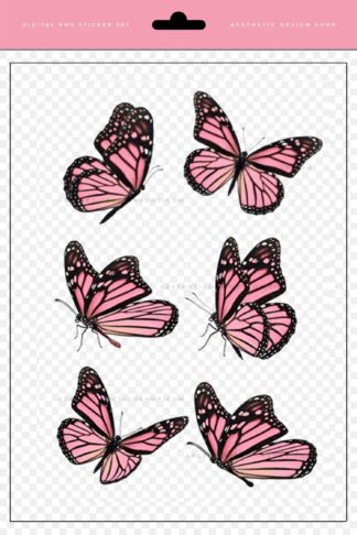 pink monarch png butterfly sticker set