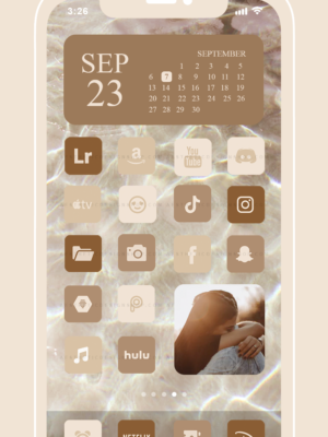 brown aesthetic homescreen app icon set
