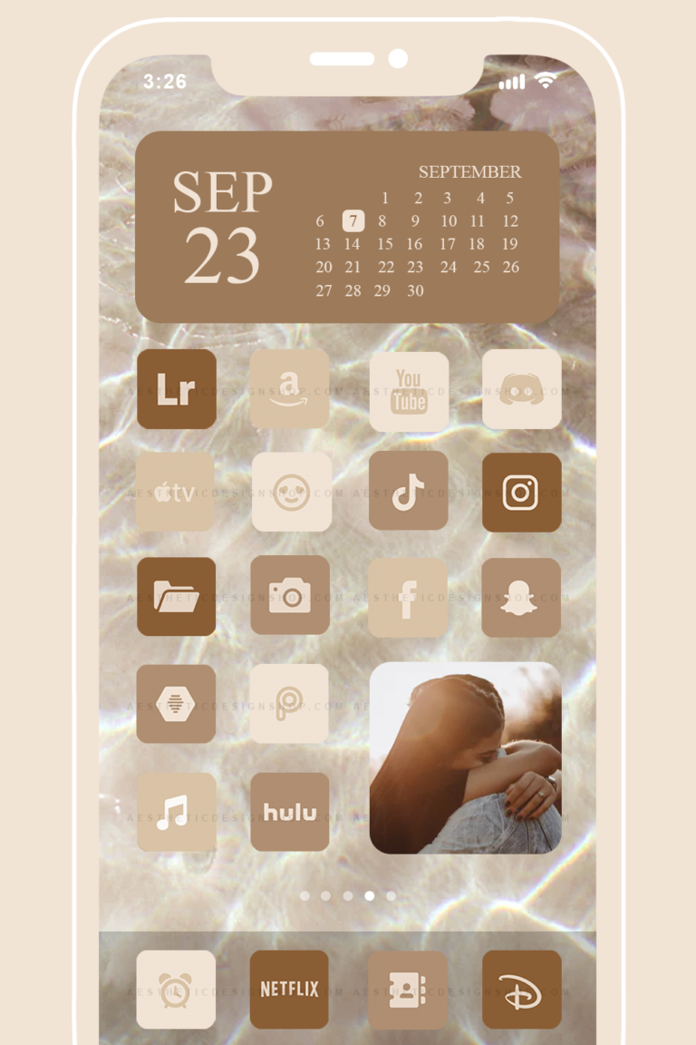 brown aesthetic homescreen app icon set