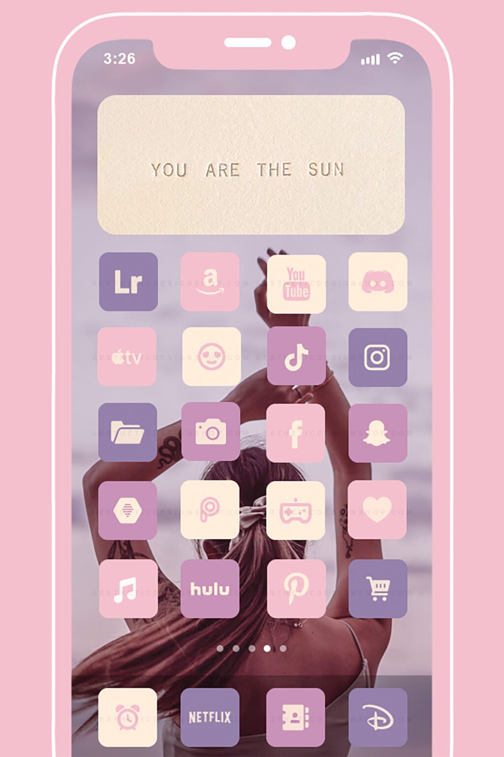 180 Purple & Cream aesthetic home screen app icons