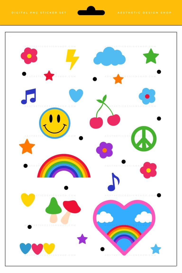 indie kid aesthetic png sticker set