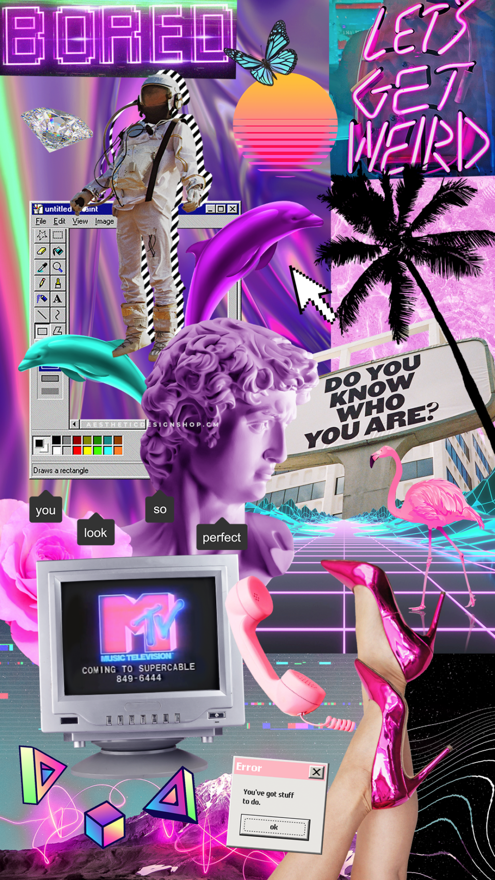 Vaporwave collage kit with 30 png stickers