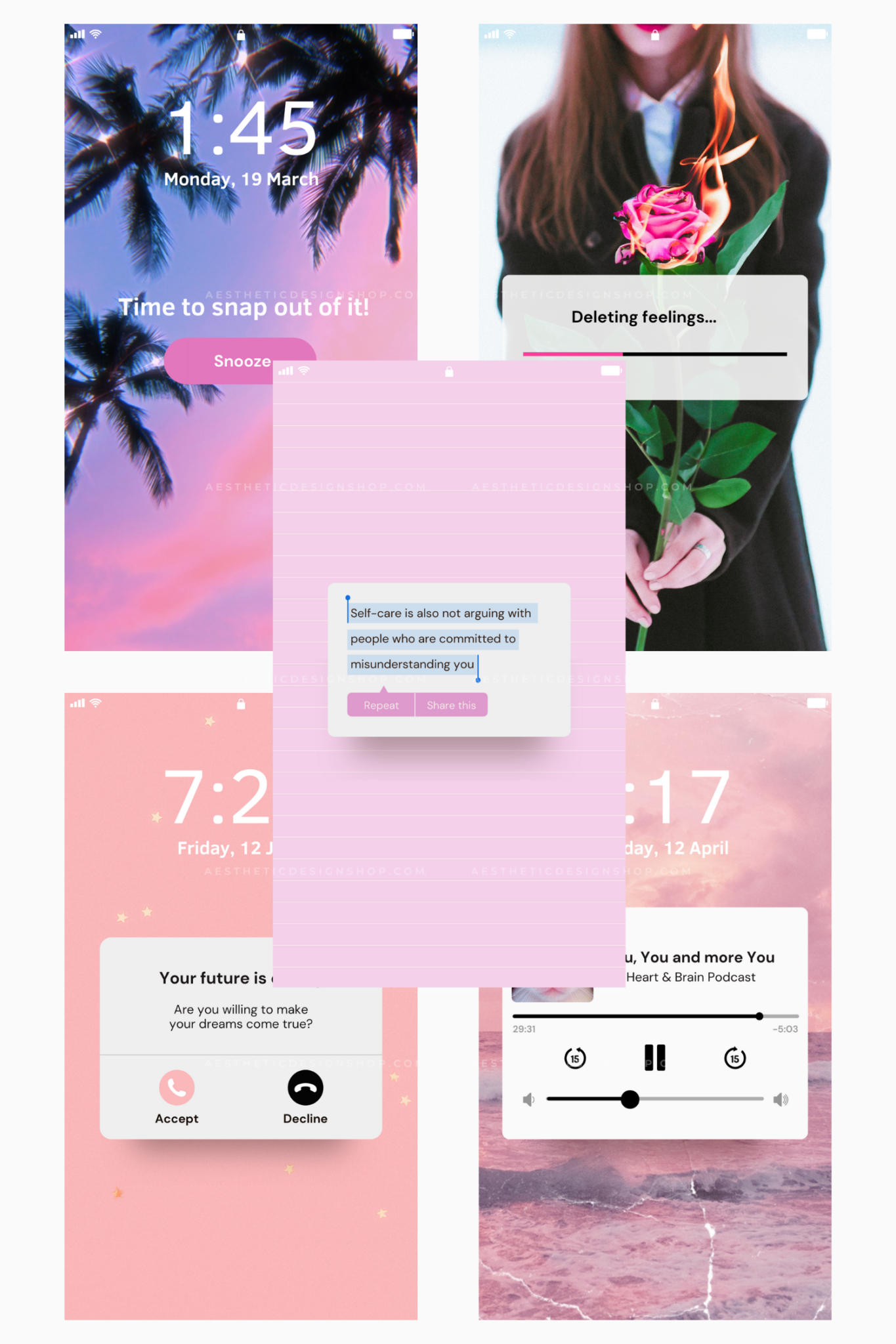 18 Editable Phone Message and Notification Templates ⋆ The Aesthetic Shop