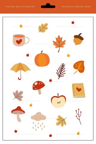 autumn fall aesthetic png sticker set