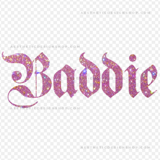 Baddie logo with pink glitter background