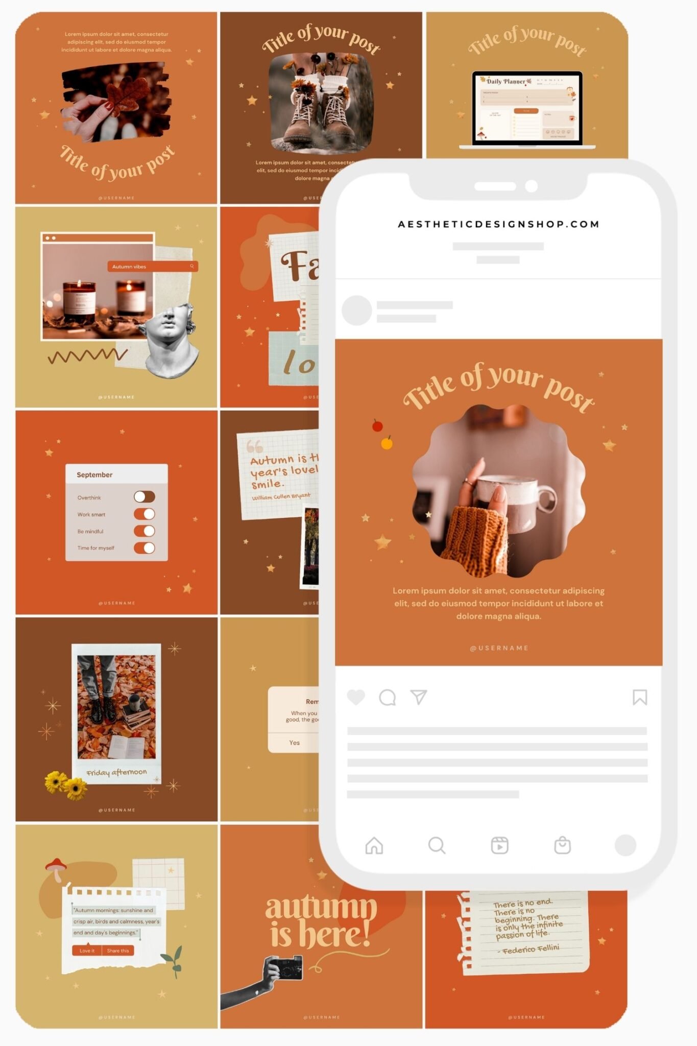 18 easytoedit Fall aesthetic social media Canva templates ⋆ The