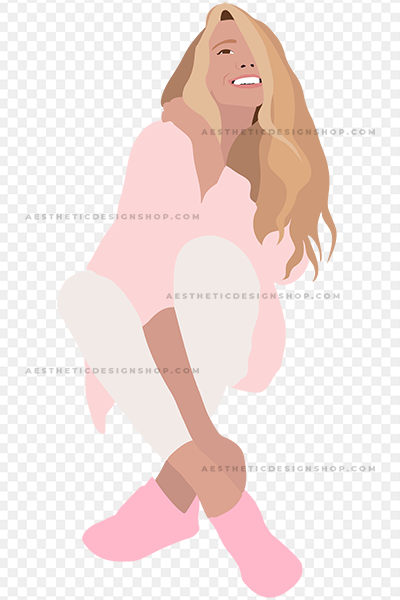 Pastel Illustration of Girl Laughing