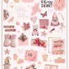 pink christmas png sticker set digital scrapbooking aesthetic collage