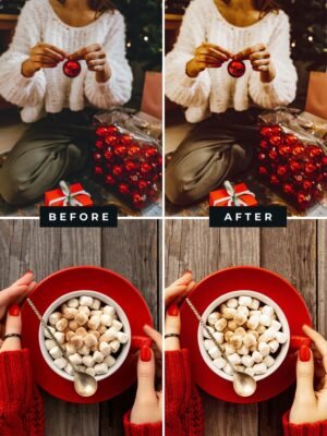 red christmas lightroom photo preset 1