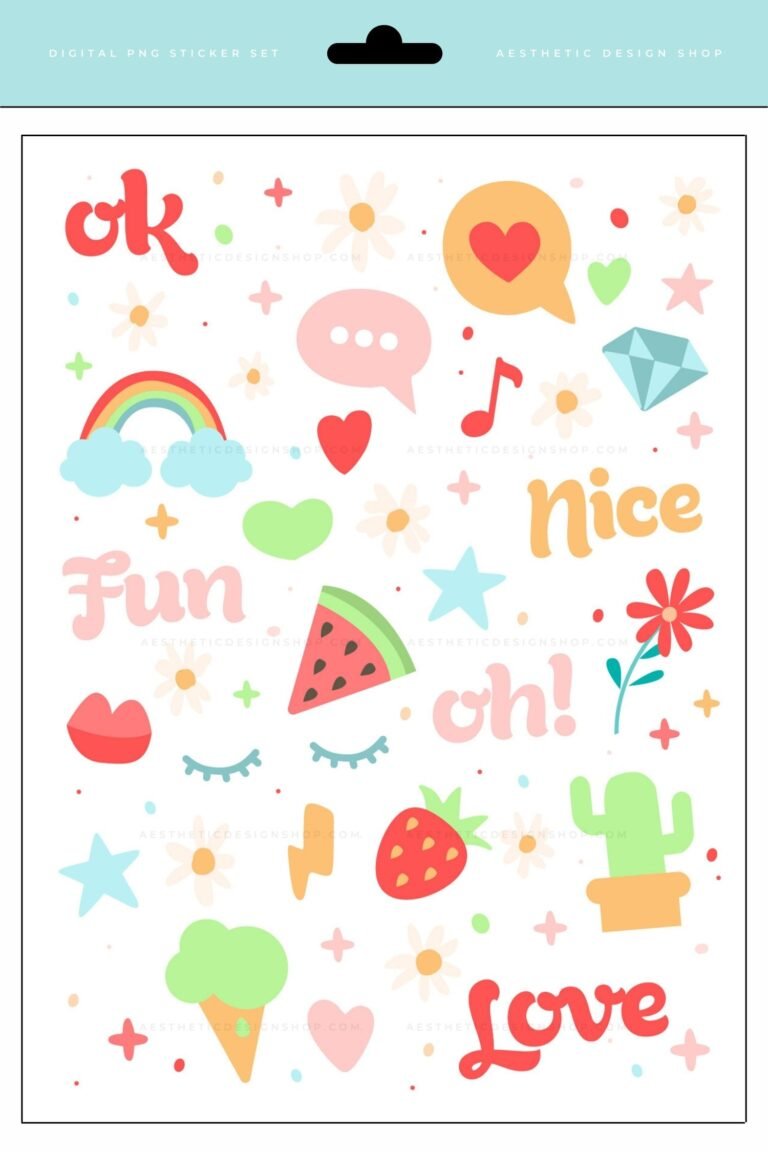 Fun illustrations PNG Sticker set