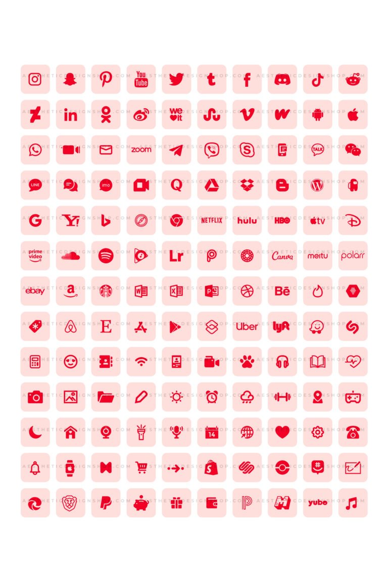 180 Lovecore aesthetic home screen app icons