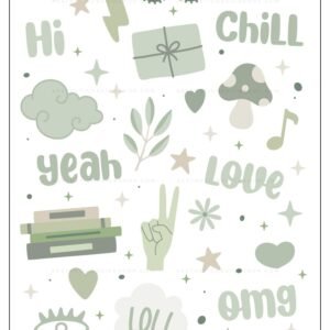 sage-green-png-stickers Sage Green aesthetic PNG Sticker set