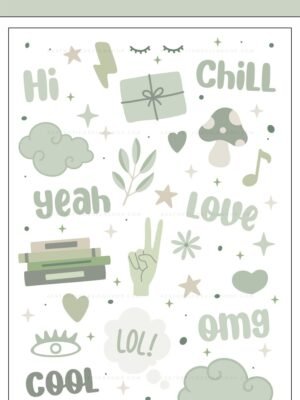 sage-green-png-stickers Sage Green aesthetic PNG Sticker set