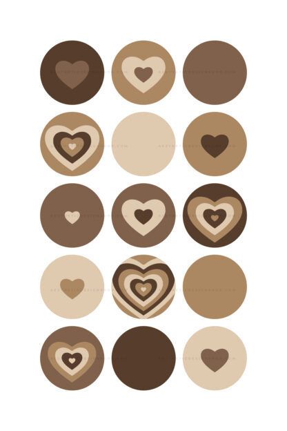 Brown hearts instagram highligh covers