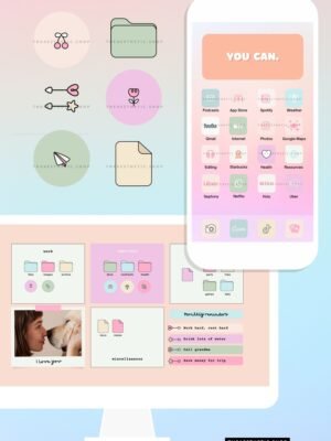 Pastel Aesthetic Tech Customization kit: 180 Phone + desktop icons, widgets & backgrounds Pastel Aesthetic Tech Customization kit: 180 Phone + desktop icons, widgets & backgrounds