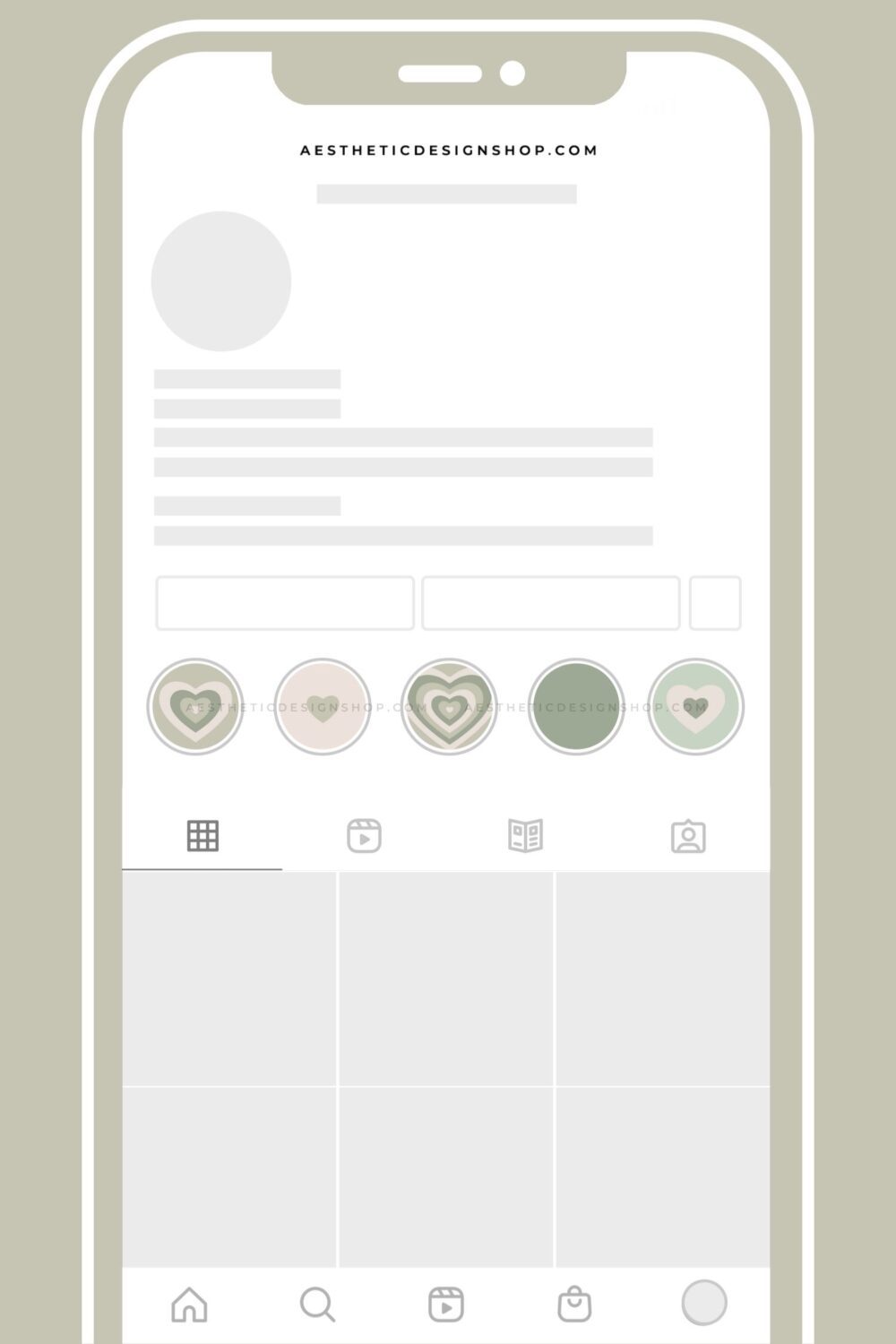 Sage Green Hearts Instagram highlight covers