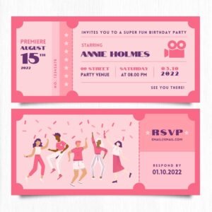 Editable movie ticket style printable party invitation Editable movie ticket style printable party invitation