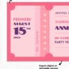 Editable movie ticket style printable party invitation