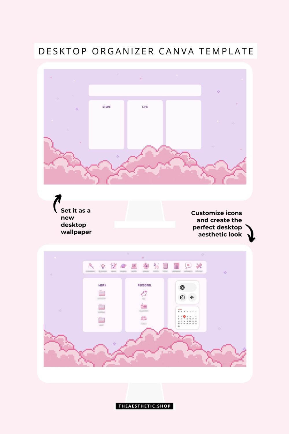 Kawaii Aesthetic Customization Kit: Phone + desktop icons, graphics, images and more
