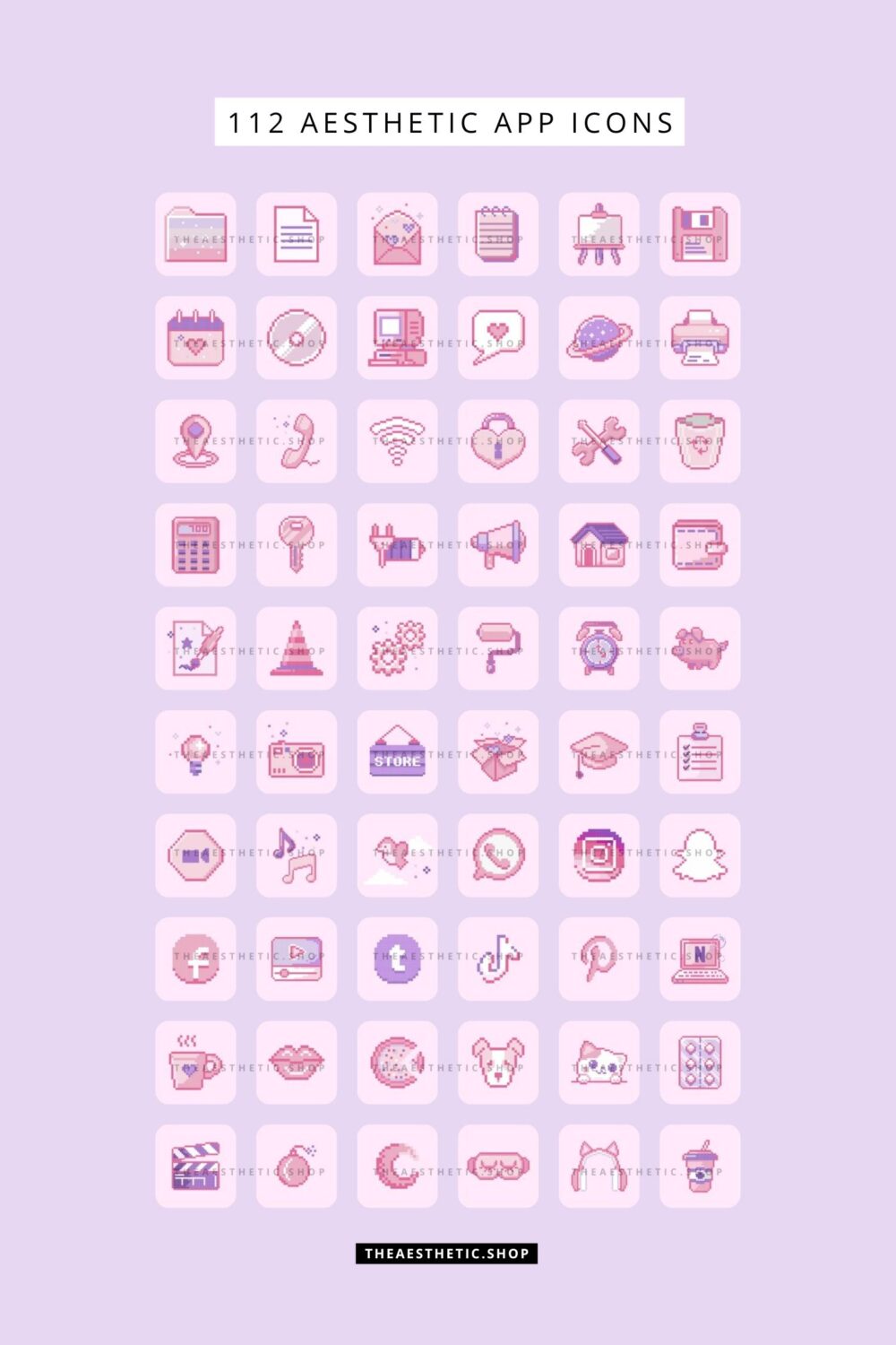 Kawaii Aesthetic Customization Kit: Phone + desktop icons, graphics, images and more