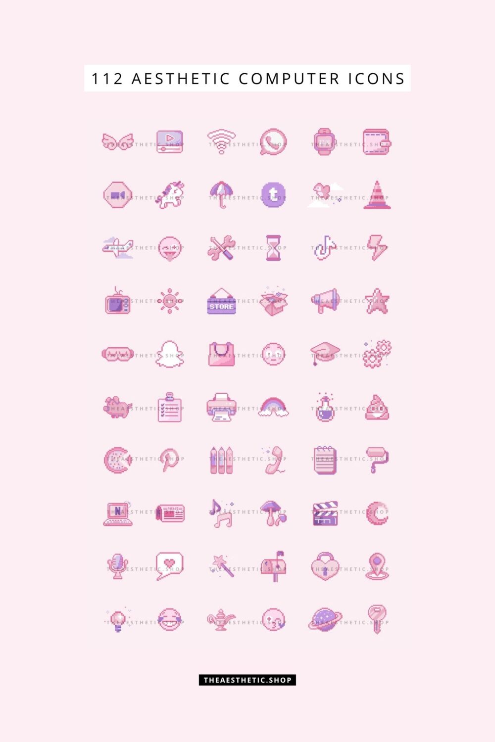 Kawaii Aesthetic Customization Kit: Phone + desktop icons, graphics, images and more