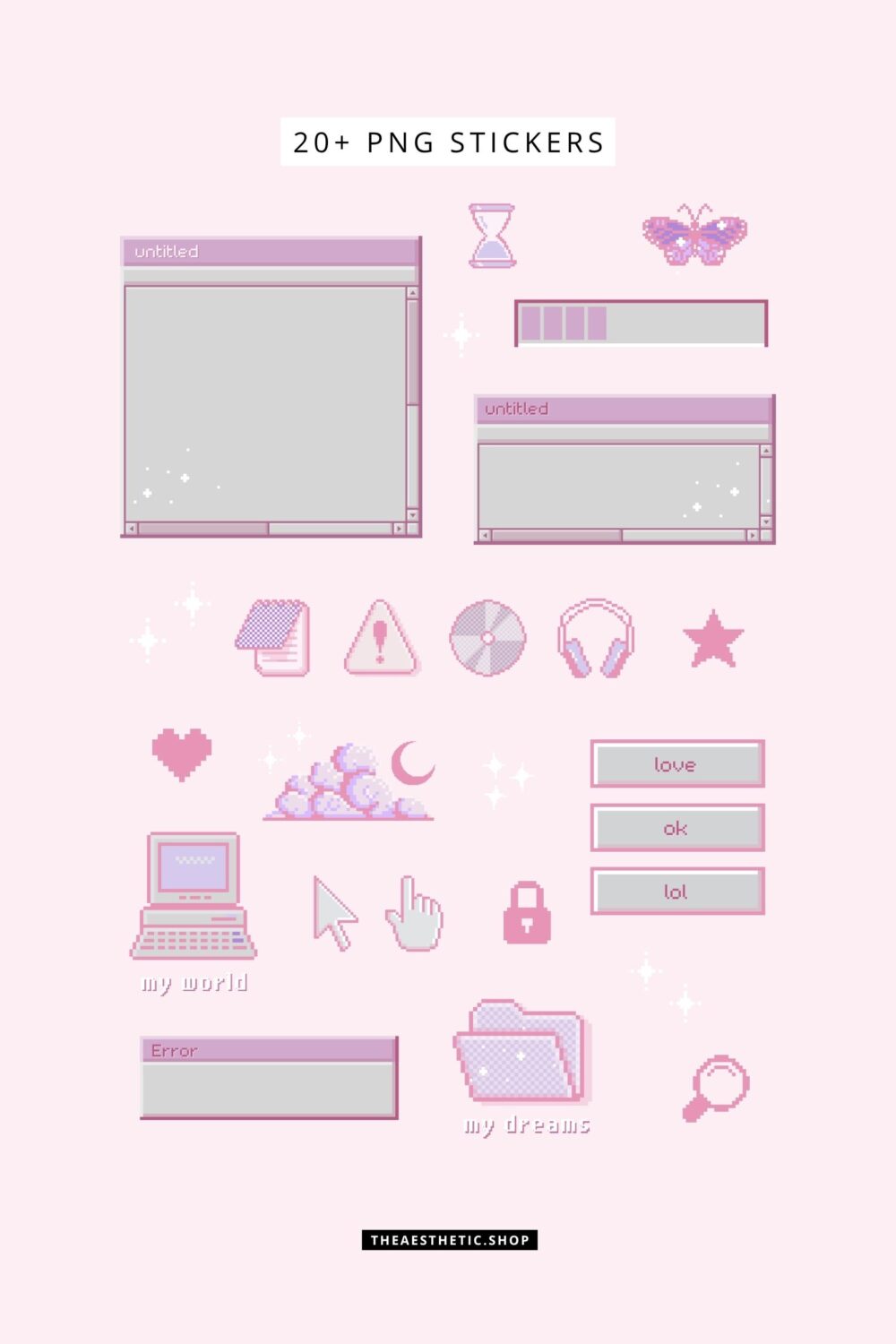 Kawaii Aesthetic Customization Kit: Phone + desktop icons, graphics, images and more