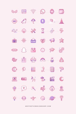Pink Pixel Kawaii Kit - Tech Aesthetic: 112 app icons + wallpapers and ...