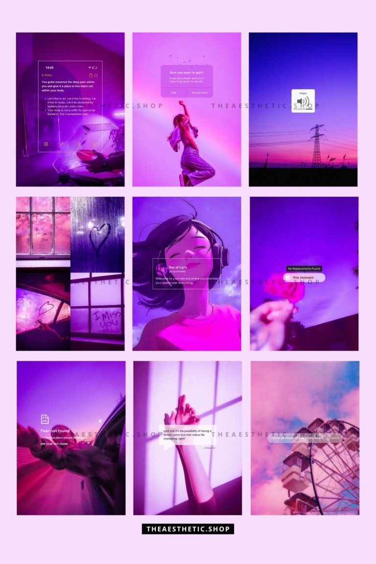 Lofi Aesthetic Wall Collage Digital Images + Editable Canva Templates