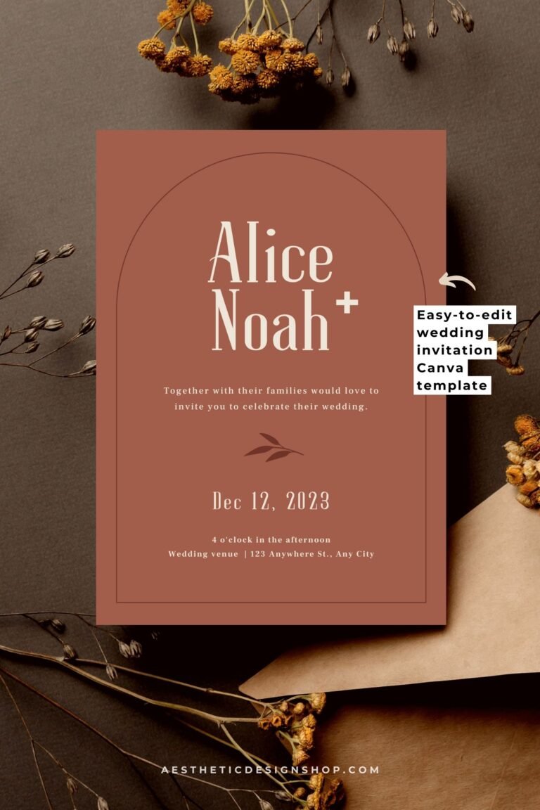 Chic Brown Wedding Canva templates - Wedding invitation, Save the Date, Menu, Mood board and more 1