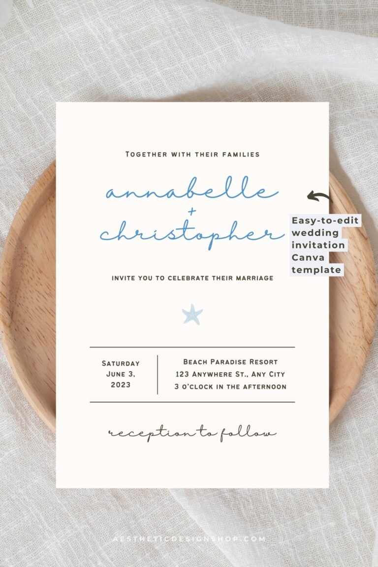 Ocean Blue Wedding Canva templates - Wedding invitation, Save the Date, Menu, Mood board and more 1