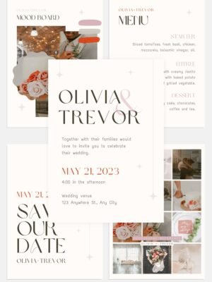 Pink + Persimmon Wedding Canva templates - Wedding invitation, Save the Date, Menu, Mood board and more1 Pink + Persimmon Wedding Canva templates - Wedding invitation, Save the Date, Menu, Mood board and more1