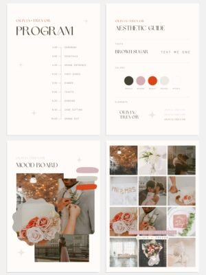 Pink + Persimmon Wedding Canva templates - Wedding invitation, Save the Date, Menu, Mood board and more1