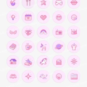 Pink pixel Kawaii aesthetic Instagram highlight covers