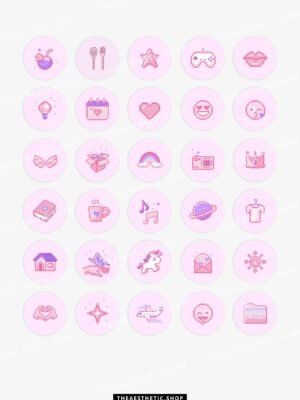 Pink pixel Kawaii aesthetic Instagram highlight covers