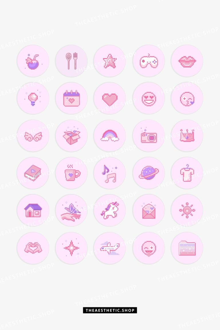 Pink pixel Kawaii aesthetic Instagram highlight covers