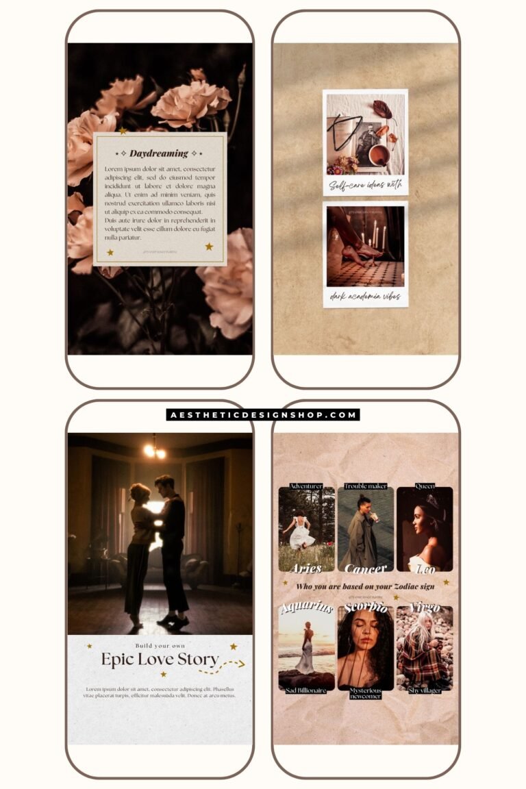 dark academia aesthetic social media instagram post templates by lu amaral studio