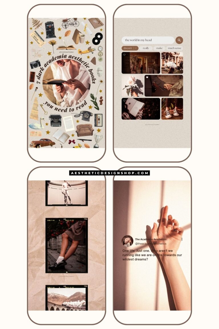 dark academia aesthetic social media instagram post templates by lu amaral studio