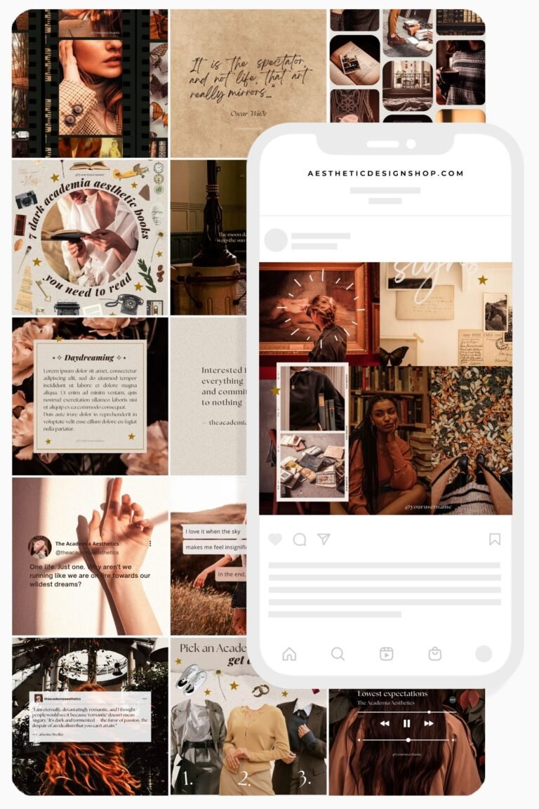 dark academia aesthetic social media instagram post templates by lu amaral studio9