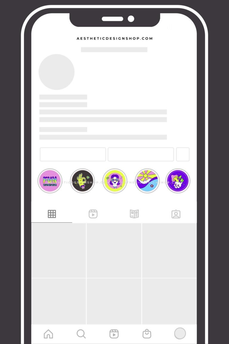 Neon groovy psychedelic aesthetic Instagram highlight covers