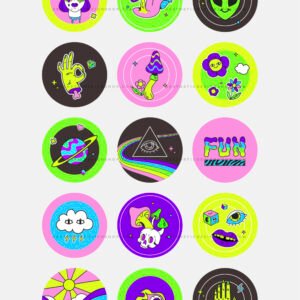 Neon groovy psychedelic aesthetic Instagram highlight covers