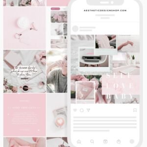 That girl soft pink Instagram tiktok editable Canva templates by Lu Amaral Studio 1 30 Easy-to-Edit Pink Aesthetic Social Media Canva Templates (for Stories & Feed)