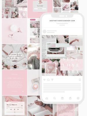 That girl soft pink Instagram tiktok editable Canva templates by Lu Amaral Studio 1 30 Easy-to-Edit Pink Aesthetic Social Media Canva Templates (for Stories & Feed)