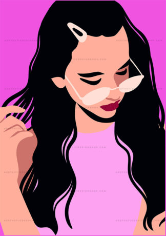 Cute girl illustration baddie aesthetic image for wall collage and creative projects